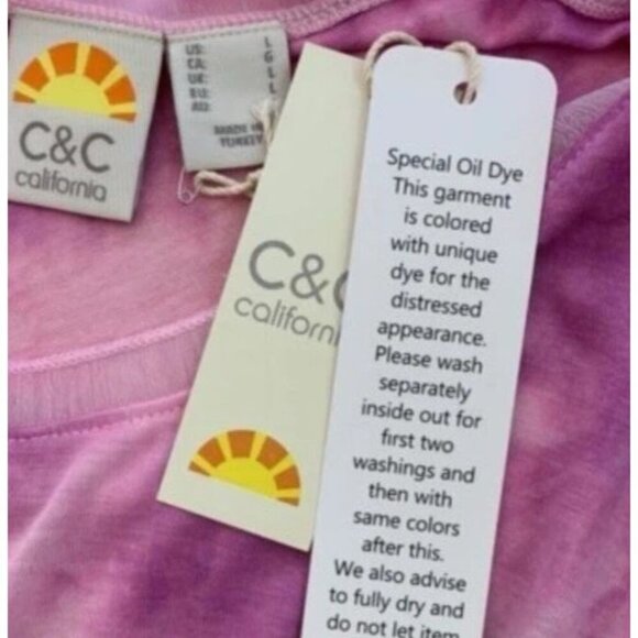 C&C California L Purple-Pink Tie-Dye Mesh Crew Neckline Mesh Step-Hem Muscle Tee - Picture 6 of 6